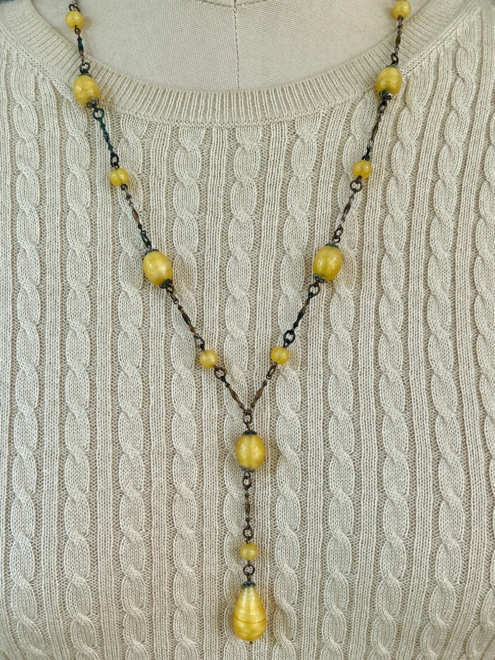 Vintage Czech Glass Lavalier Necklace